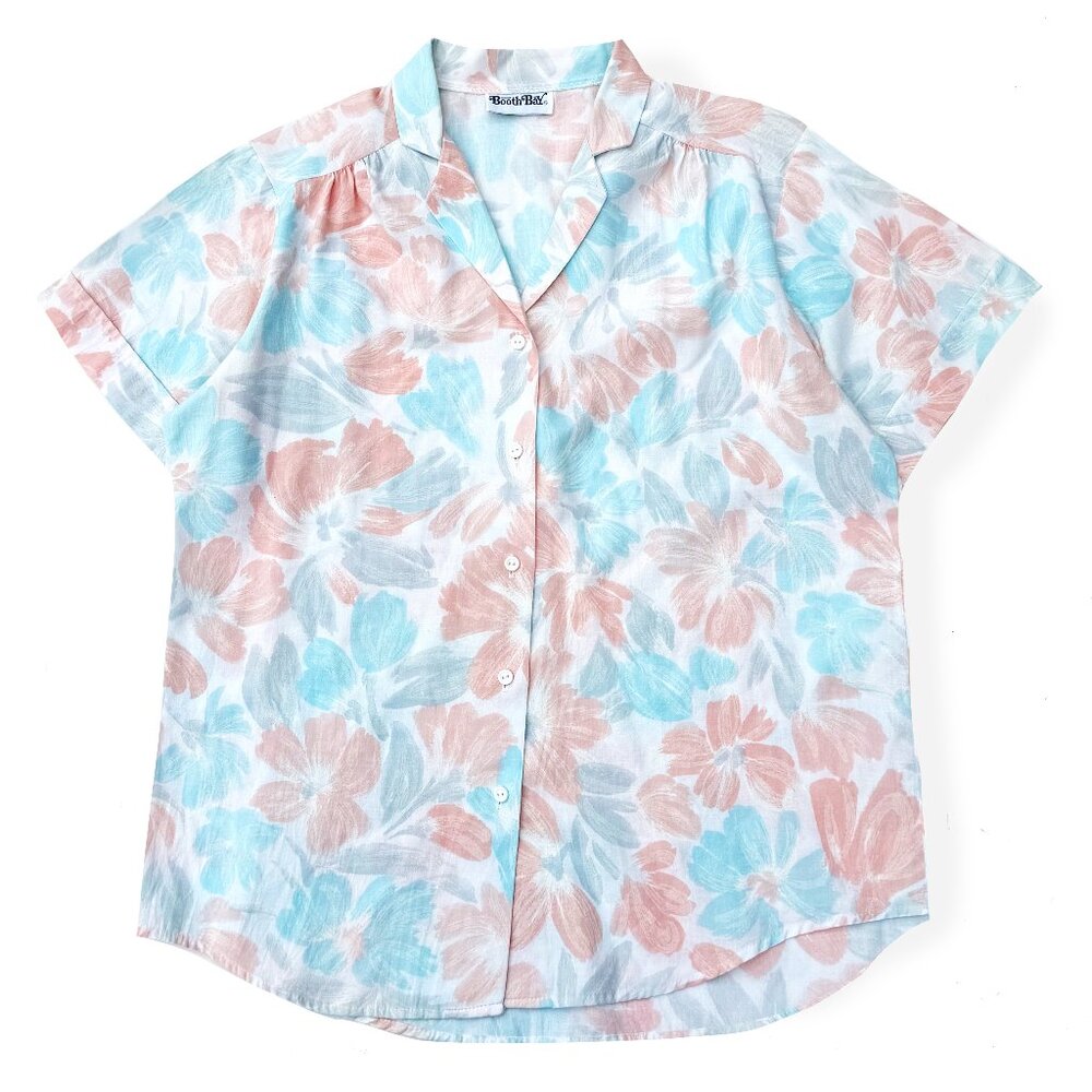 Vintage Booth Bay, Pastel Floral Button Down Shirt